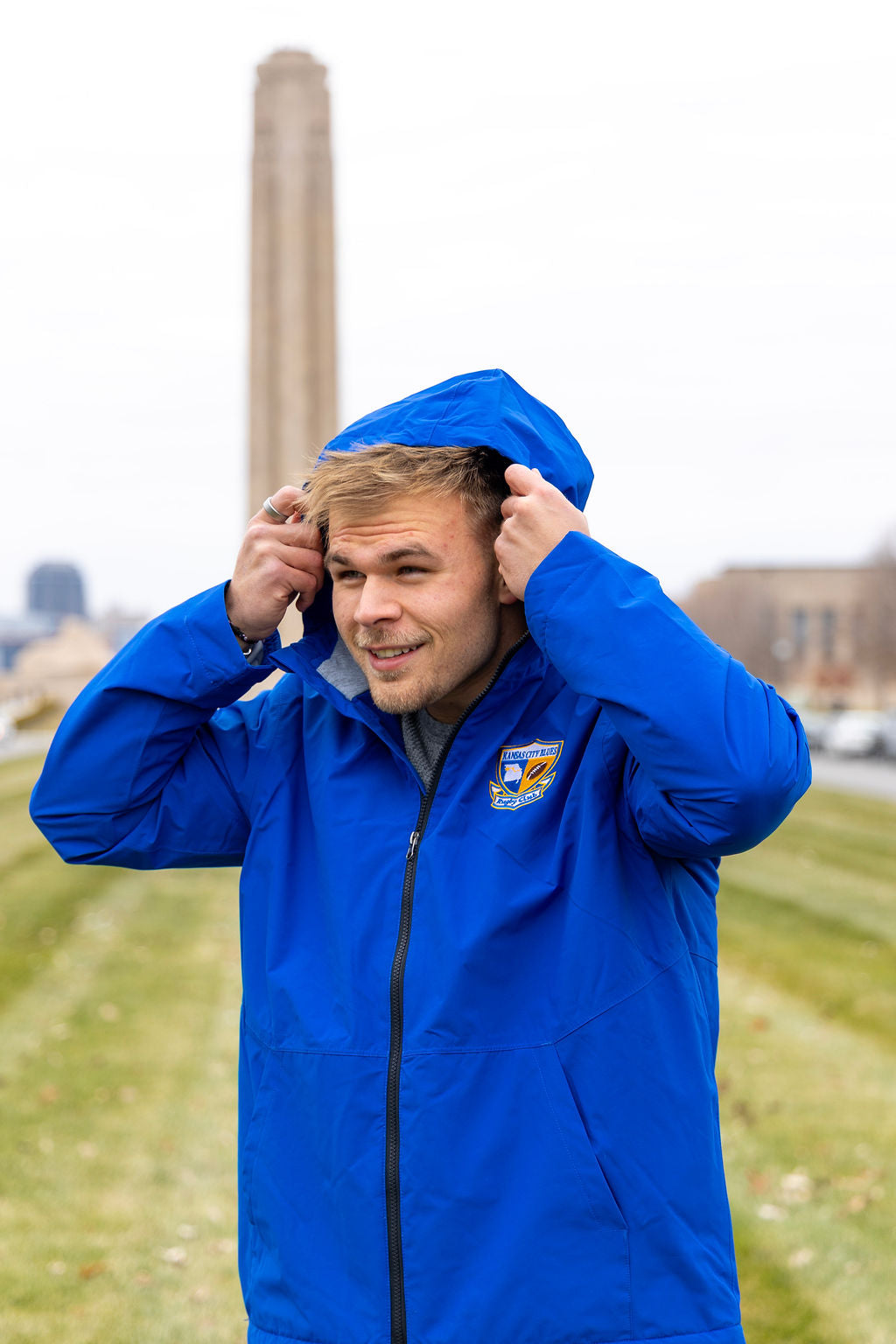 Winter Jacket - royal blue full color embroidery