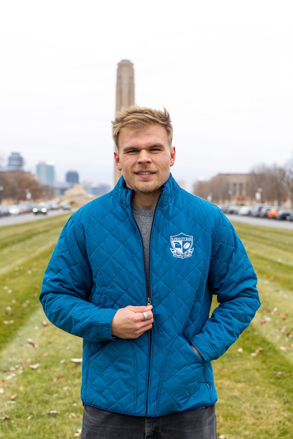 Quilted Jacket - white embroidery