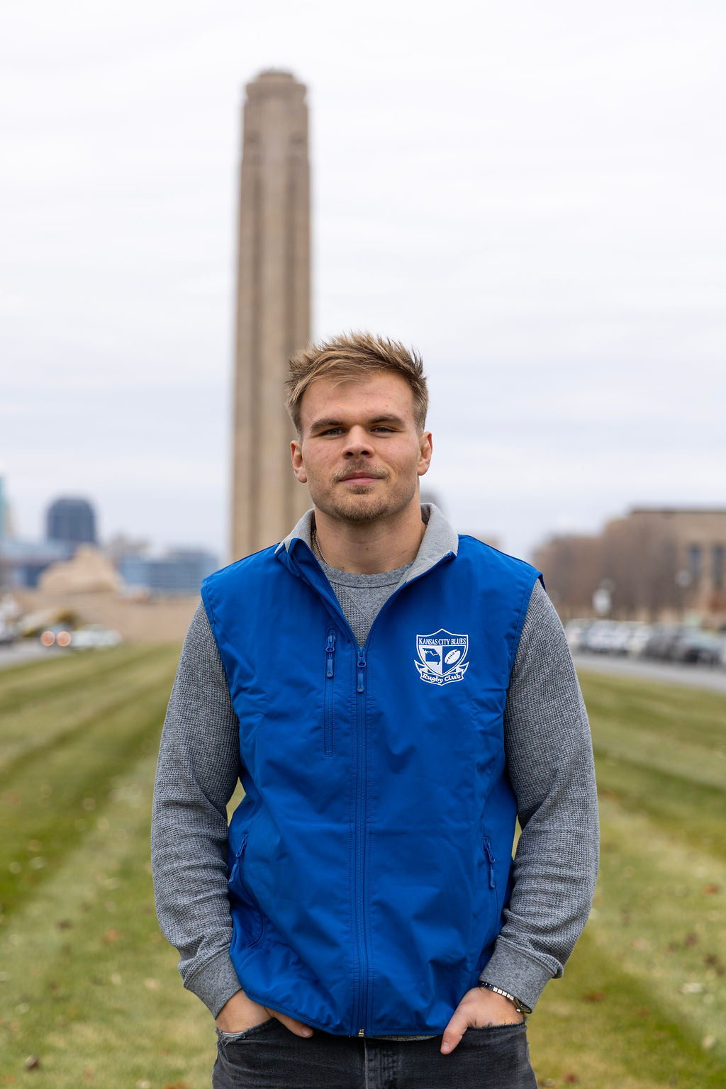 Adult Vest - royal blue white embroidery