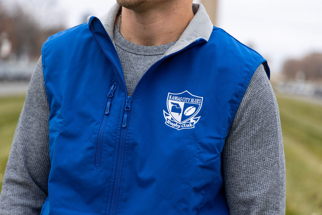 Adult Vest - royal blue white embroidery