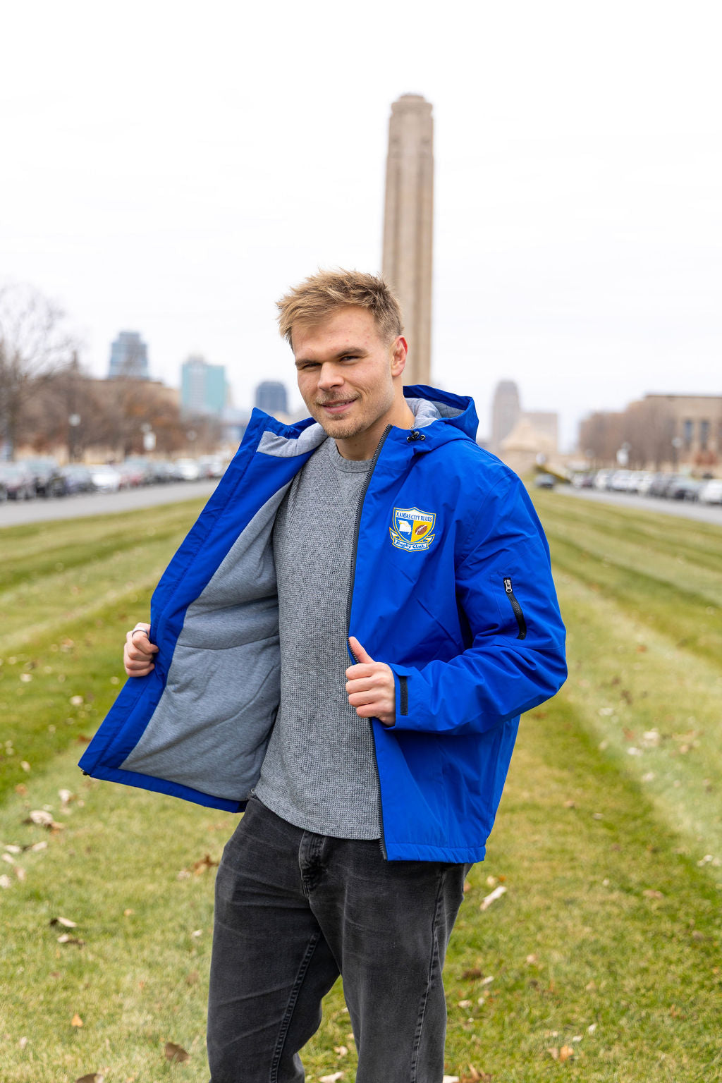 Winter Jacket - royal blue full color embroidery