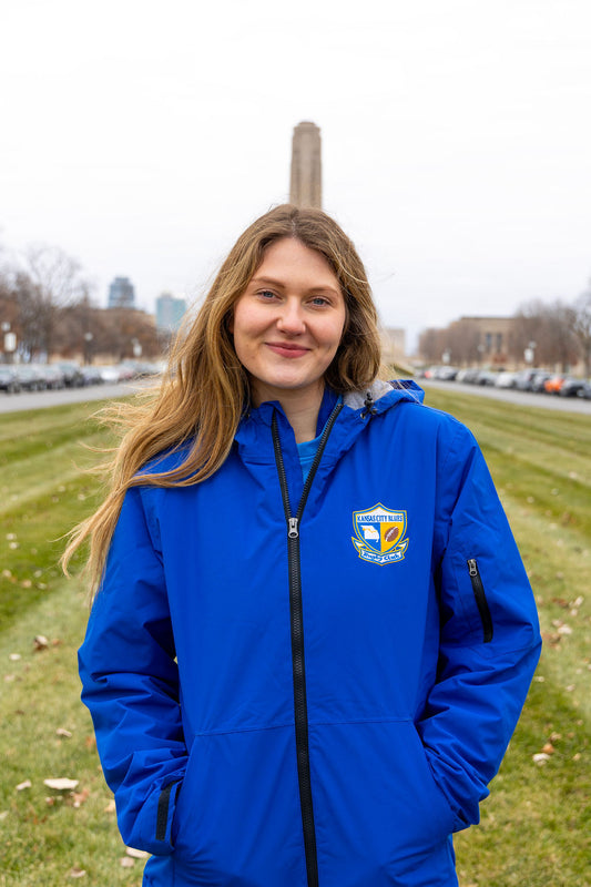 Winter Jacket - royal blue full color embroidery