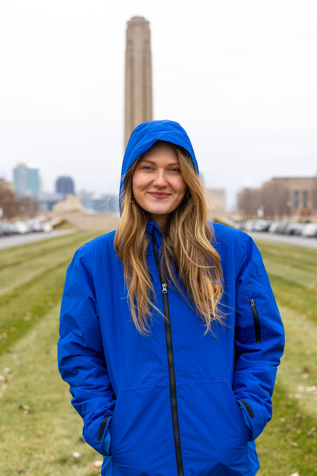 Winter Jacket - royal blue full color embroidery