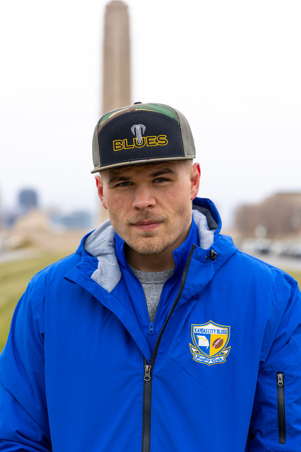 Winter Jacket - royal blue full color embroidery