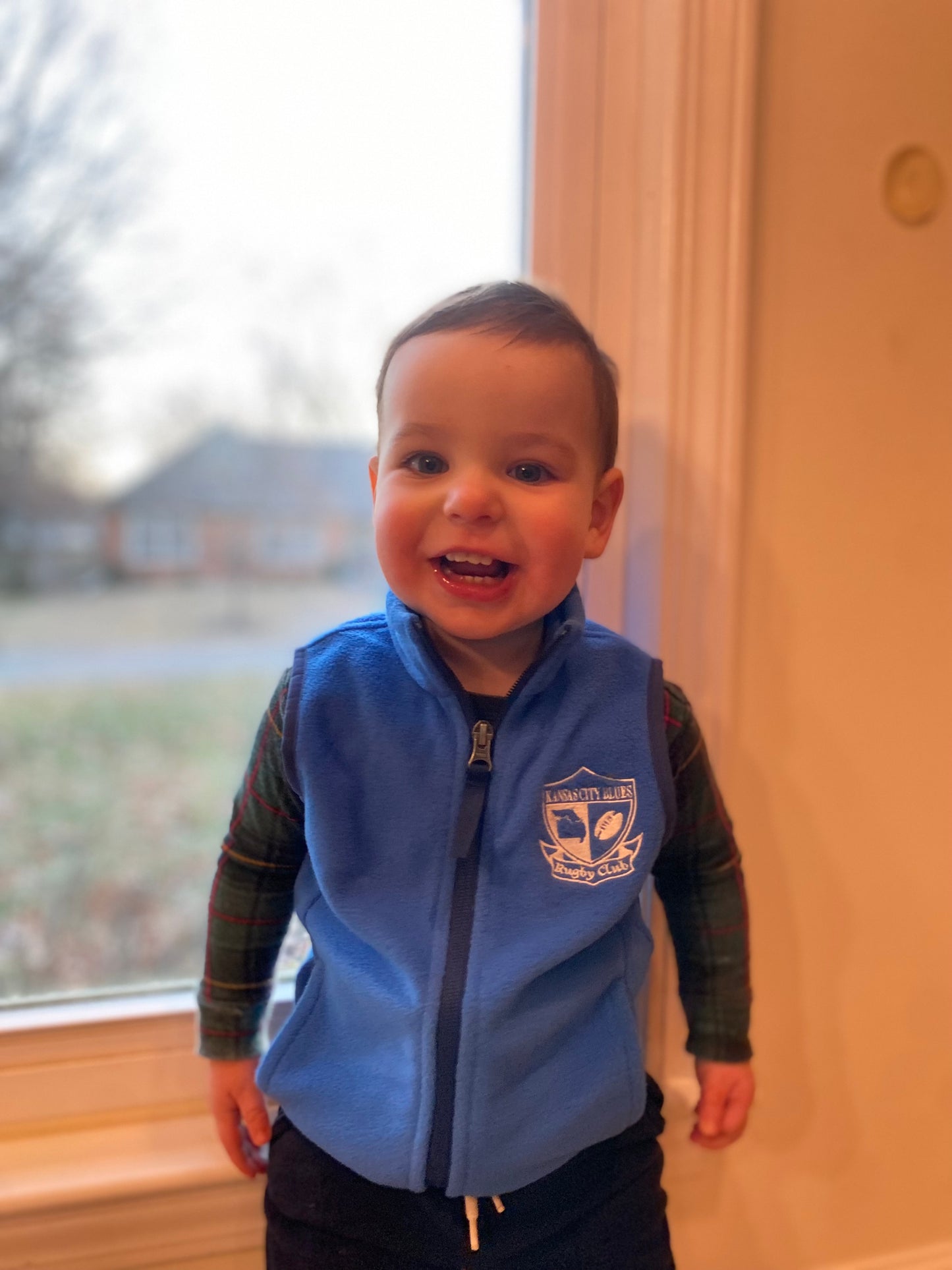 Child Vest - royal blue with white embroidery